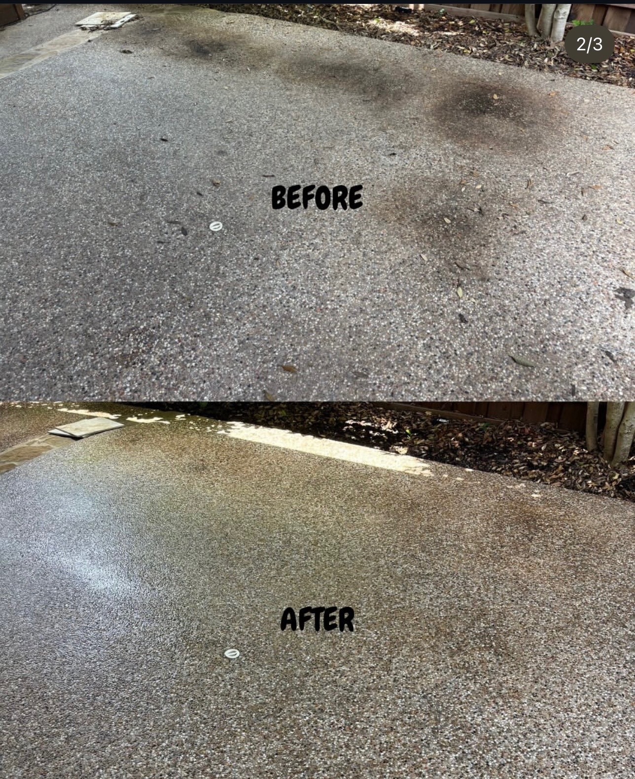 Before and after concrete cleaning