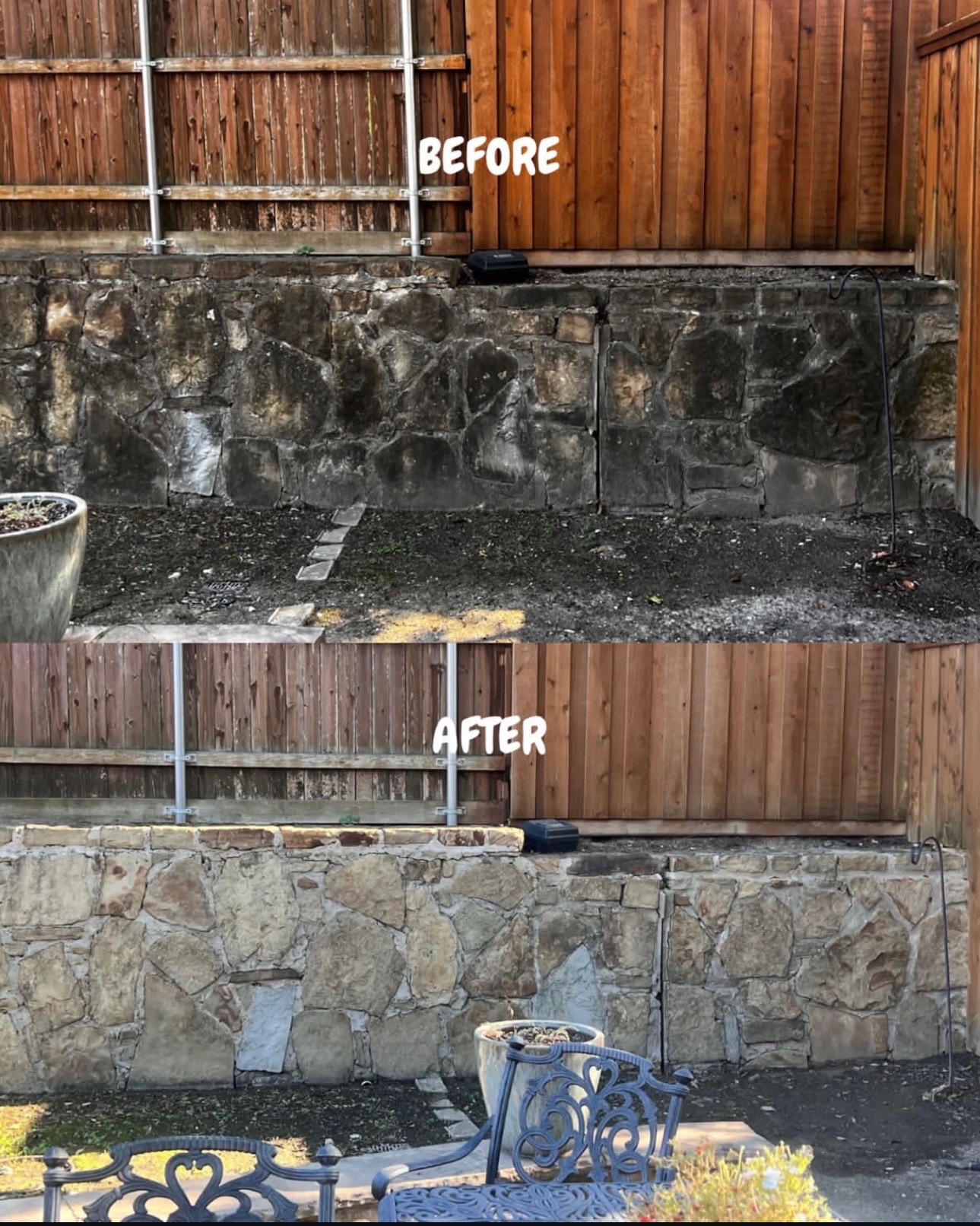 Before and after wall cleaning